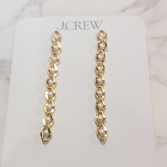 J.Crew Linear Pearl Chain Earrings - Picture 4 of 6